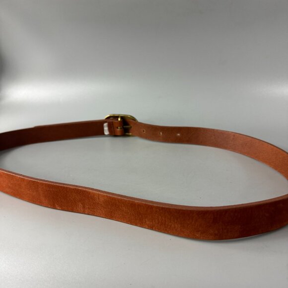 Eddie Bauer Cognac Tan Leather Brass Buckle Women's Belt, Size L - Picture 4 of 12